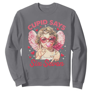 Funny 67 Valentines Day Sweatshirt Cupid Say Six Seven 67 Meme TS11 Charcoal Print Your Wear
