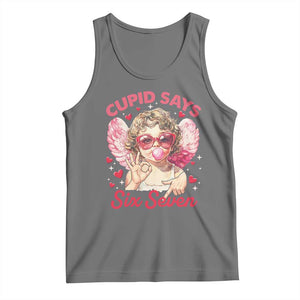 Funny 67 Valentines Day Tank Top Cupid Say Six Seven 67 Meme TS11 Black Heather Print Your Wear