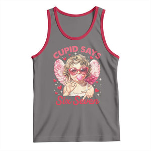 Funny 67 Valentines Day Tank Top Cupid Say Six Seven 67 Meme TS11 Deep Heather Red Print Your Wear