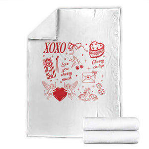 Xoxo Valentines Day Throw Blanket Love You Cherry Much Vintage Coquette TS11 White Print Your Wear