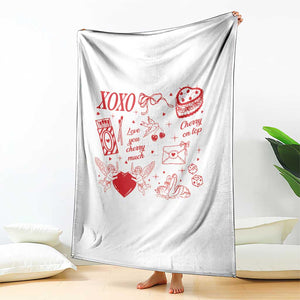 Xoxo Valentines Day Throw Blanket Love You Cherry Much Vintage Coquette TS11 Print Your Wear
