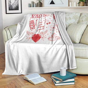 Xoxo Valentines Day Throw Blanket Love You Cherry Much Vintage Coquette TS11 Print Your Wear