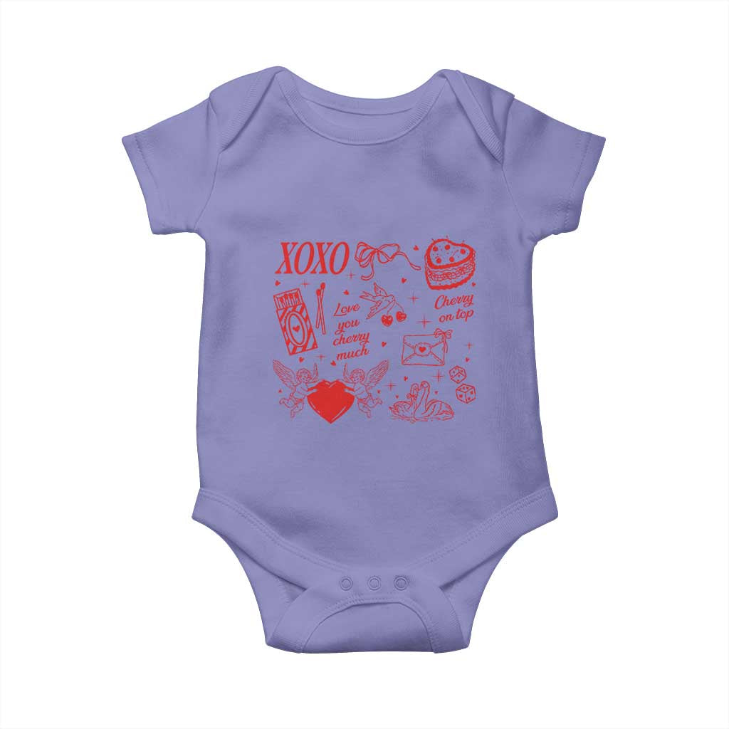 Xoxo Valentines Day Baby Onesie Love You Cherry Much Vintage Coquette TS11 Violet Print Your Wear