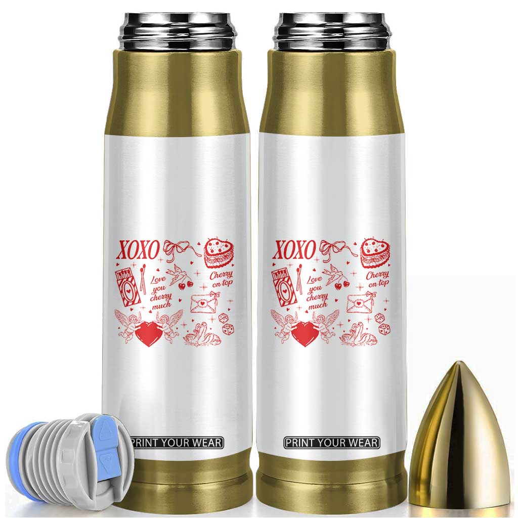 Xoxo Valentines Day Bullet Tumbler Love You Cherry Much Vintage Coquette TS11 White Print Your Wear