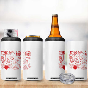 Xoxo Valentines Day 4 in 1 Can Cooler Tumbler Love You Cherry Much Vintage Coquette TS11 Print Your Wear