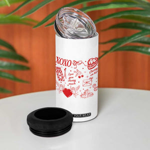 Xoxo Valentines Day 4 in 1 Can Cooler Tumbler Love You Cherry Much Vintage Coquette TS11 Print Your Wear