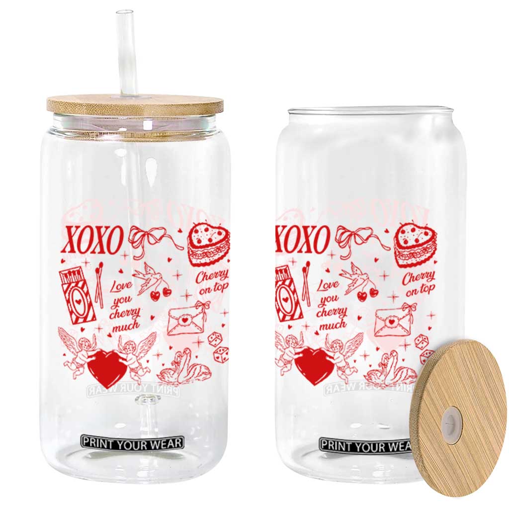 Xoxo Valentines Day Glass Can Love You Cherry Much Vintage Coquette TS11 Print Your Wear