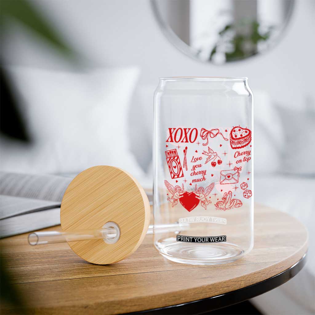 Xoxo Valentines Day Glass Can Love You Cherry Much Vintage Coquette TS11 Print Your Wear