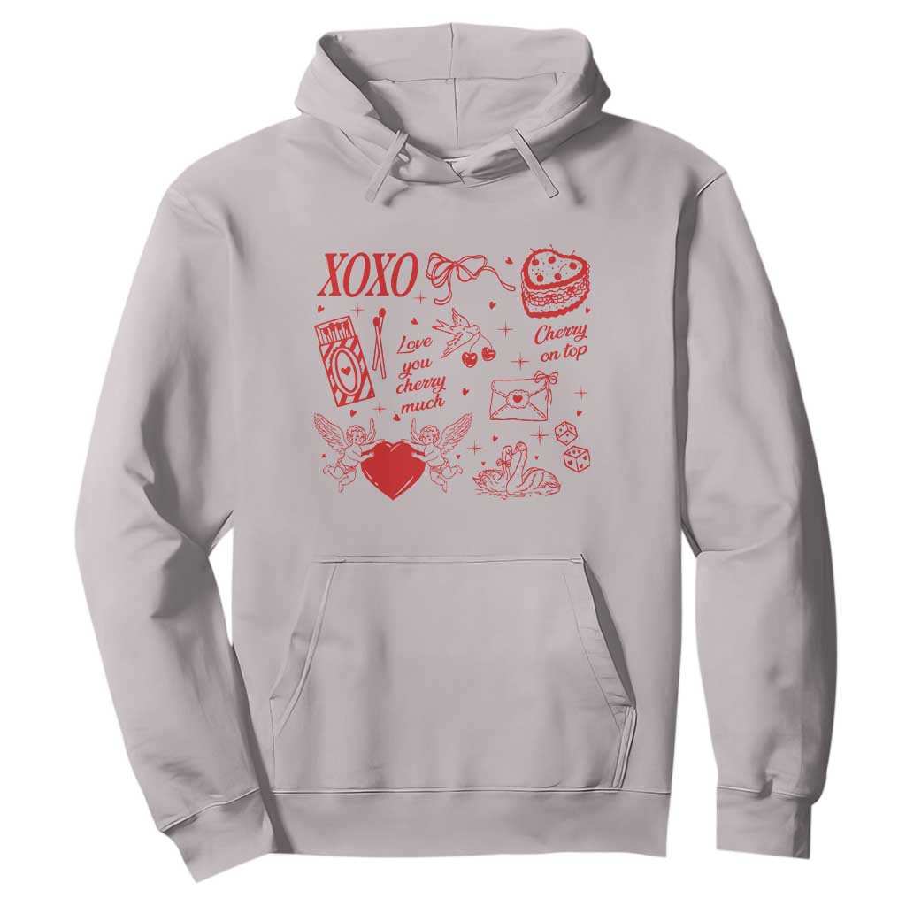 Xoxo Valentines Day Hoodie Love You Cherry Much Vintage Coquette TS11 Ice Gray Print Your Wear