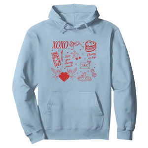 Xoxo Valentines Day Hoodie Love You Cherry Much Vintage Coquette TS11 Light Blue Print Your Wear
