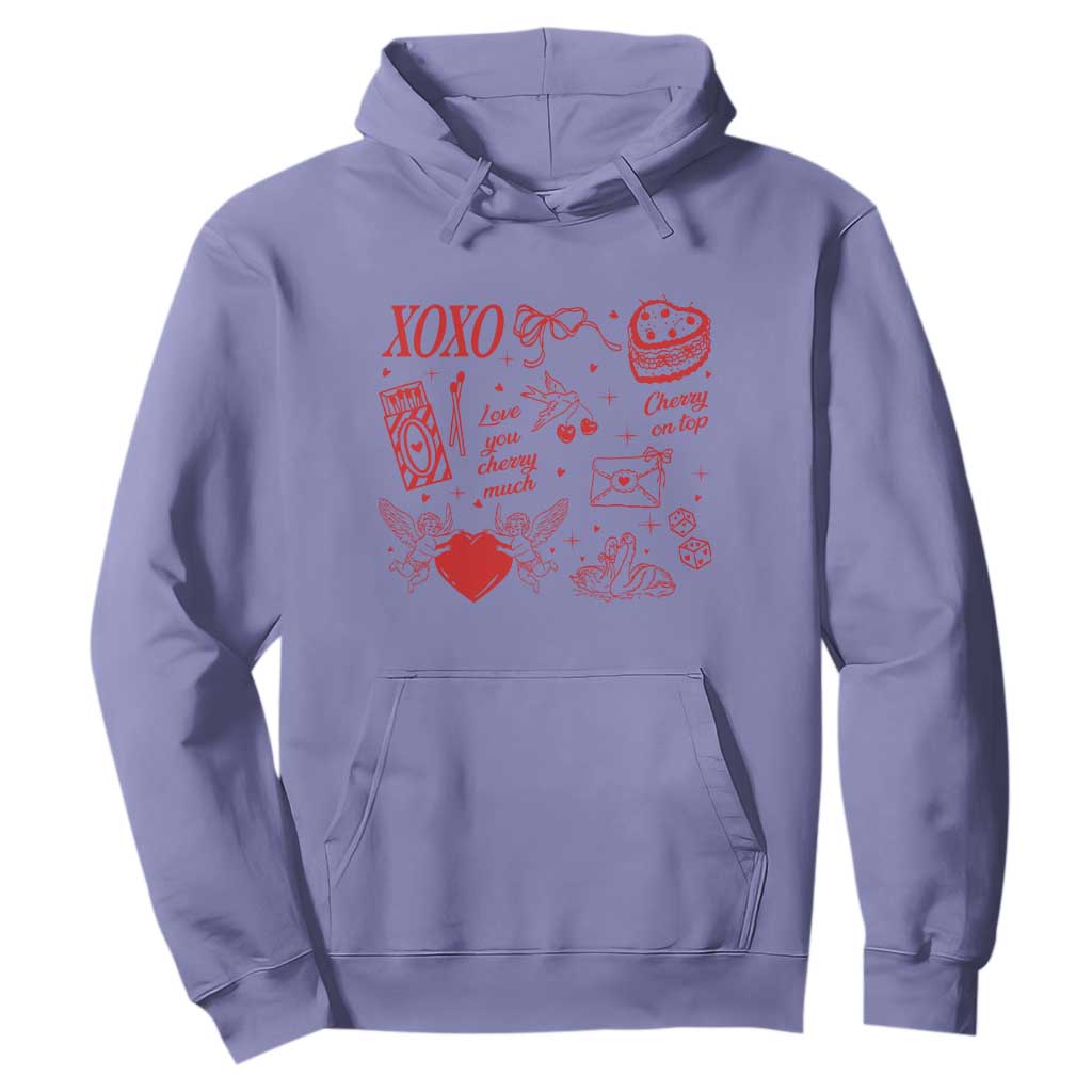 Xoxo Valentines Day Hoodie Love You Cherry Much Vintage Coquette TS11 Violet Print Your Wear