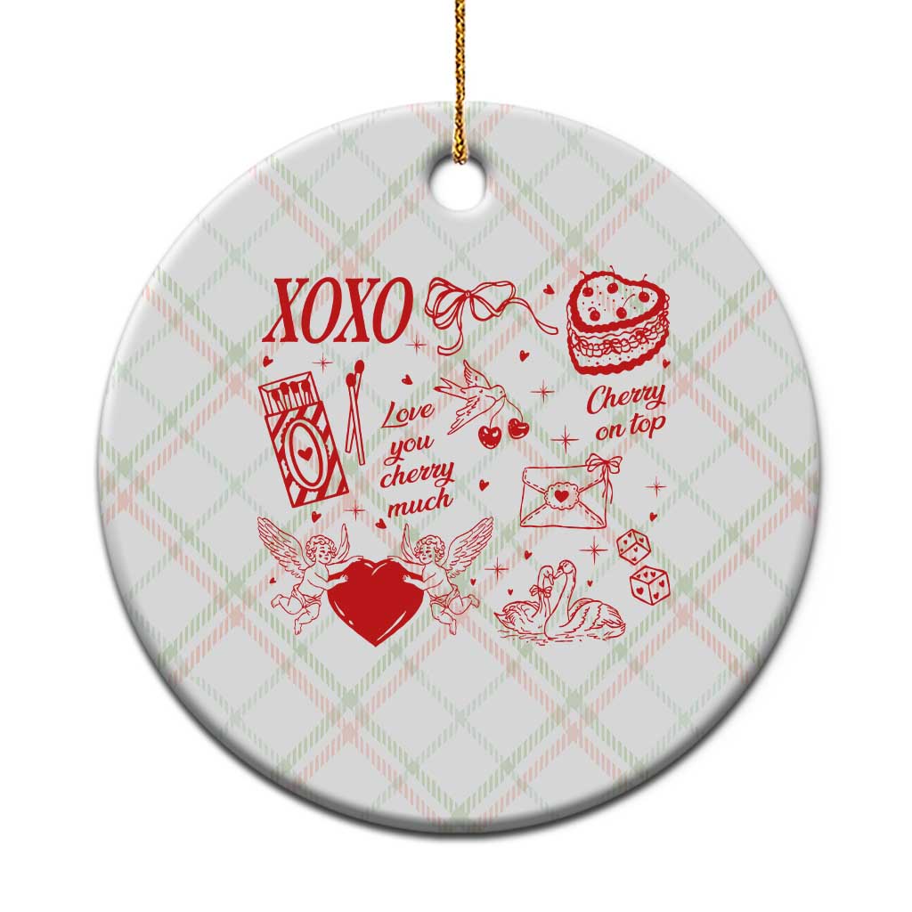 Xoxo Valentines Day Ceramic Ornament Love You Cherry Much Vintage Coquette TS11 1pc Christmas Plaid Print Your Wear
