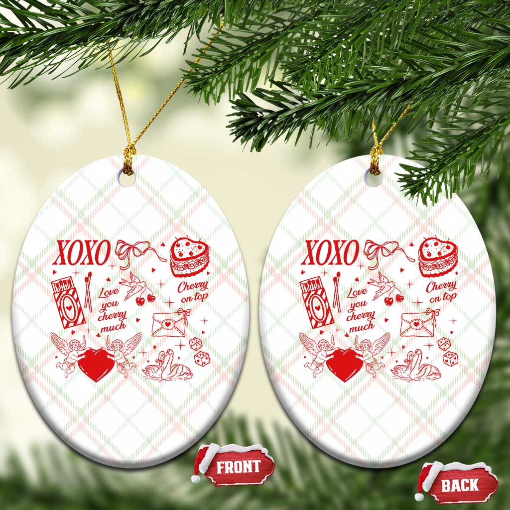 Xoxo Valentines Day Ceramic Ornament Love You Cherry Much Vintage Coquette TS11 Print Your Wear