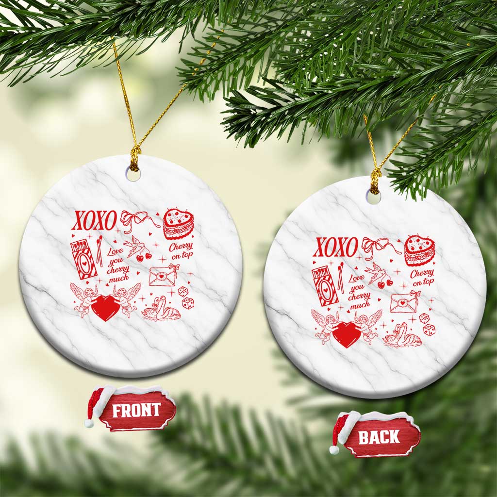 Xoxo Valentines Day Ceramic Ornament Love You Cherry Much Vintage Coquette TS11 1pc White Marble Print Your Wear