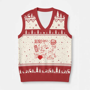 Xoxo Valentines Day V-Neck Knit Sweater Vest Love You Cherry Much Vintage Coquette TS11 Beige Red Print Your Wear