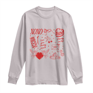Xoxo Valentines Day Long Sleeve Shirt Love You Cherry Much Vintage Coquette TS11 Ice Gray Print Your Wear