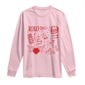 Xoxo Valentines Day Long Sleeve Shirt Love You Cherry Much Vintage Coquette TS11 Light Pink Print Your Wear