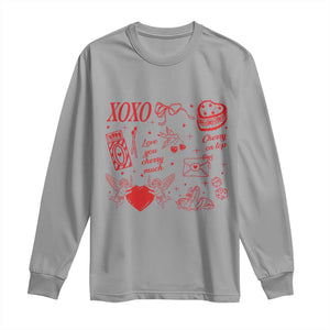 Xoxo Valentines Day Long Sleeve Shirt Love You Cherry Much Vintage Coquette TS11 Sport Gray Print Your Wear