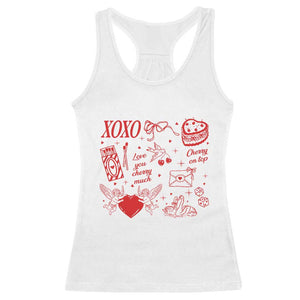 Xoxo Valentines Day Racerback Tank Top Love You Cherry Much Vintage Coquette TS11 White Print Your Wear