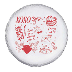 Xoxo Valentines Day Spare Tire Cover Love You Cherry Much Vintage Coquette TS11 Print Your Wear