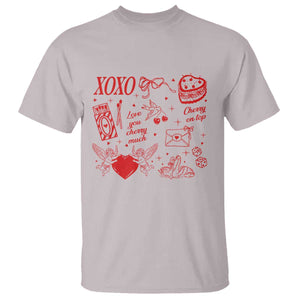 Xoxo Valentines Day T Shirt Love You Cherry Much Vintage Coquette TS11 Ice Gray Print Your Wear