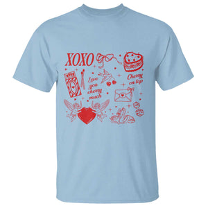Xoxo Valentines Day T Shirt Love You Cherry Much Vintage Coquette TS11 Light Blue Print Your Wear