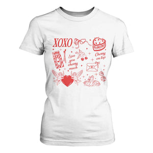 Xoxo Valentines Day T Shirt For Women Love You Cherry Much Vintage Coquette TS11 White Print Your Wear