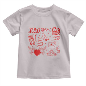 Xoxo Valentines Day Toddler T Shirt Love You Cherry Much Vintage Coquette TS11 Ice Gray Print Your Wear