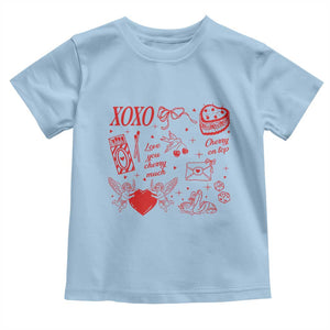 Xoxo Valentines Day Toddler T Shirt Love You Cherry Much Vintage Coquette TS11 Light Blue Print Your Wear