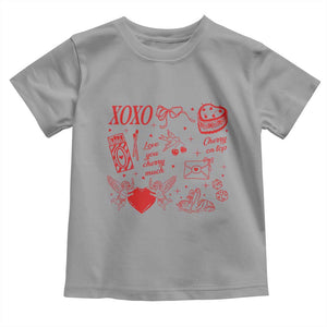 Xoxo Valentines Day Toddler T Shirt Love You Cherry Much Vintage Coquette TS11 Sport Gray Print Your Wear