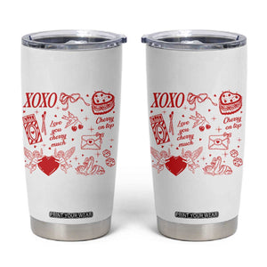 Xoxo Valentines Day Tumbler Cup Love You Cherry Much Vintage Coquette TS11 White Print Your Wear