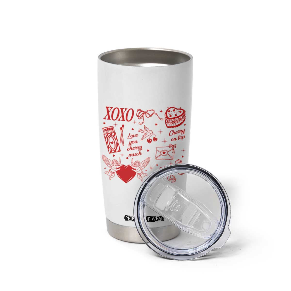 Xoxo Valentines Day Tumbler Cup Love You Cherry Much Vintage Coquette TS11 Print Your Wear