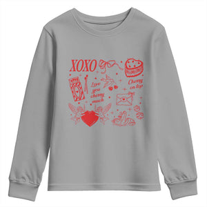 Xoxo Valentines Day Youth Sweatshirt Love You Cherry Much Vintage Coquette TS11 Sport Gray Print Your Wear