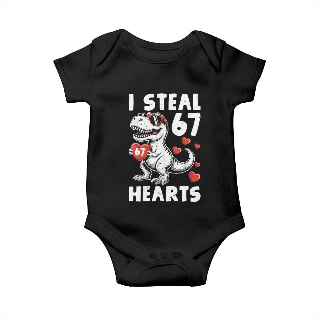 Funny I Steal 67 Hearts Valentines Day Six Seven Meme Baby Onesie TS11 Black Print Your Wear