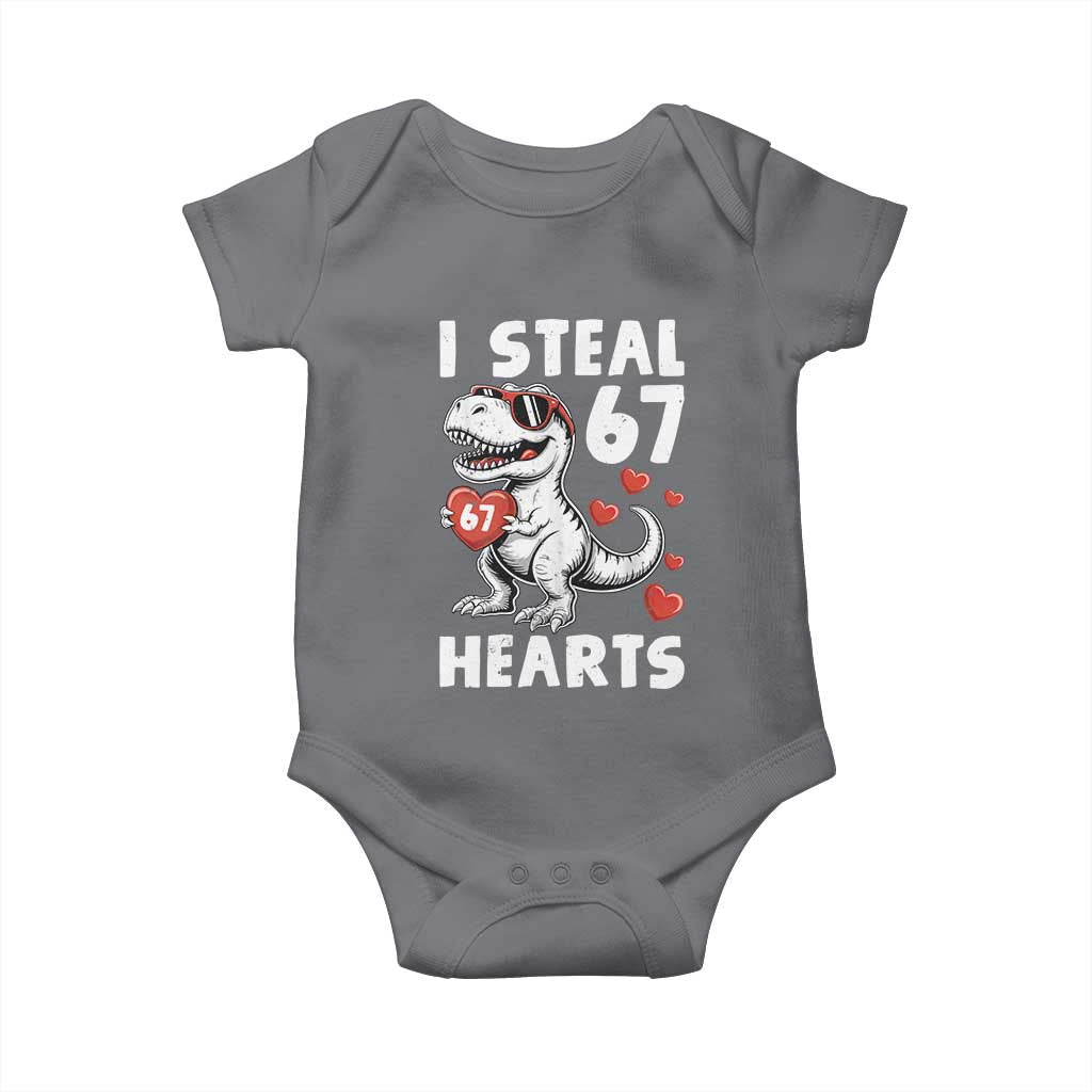 Funny I Steal 67 Hearts Valentines Day Six Seven Meme Baby Onesie TS11 Charcoal Print Your Wear