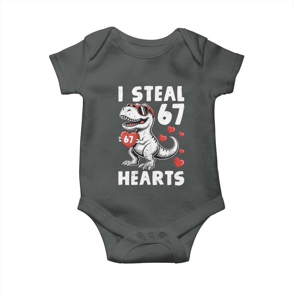 Funny I Steal 67 Hearts Valentines Day Six Seven Meme Baby Onesie TS11 Dark Heather Print Your Wear