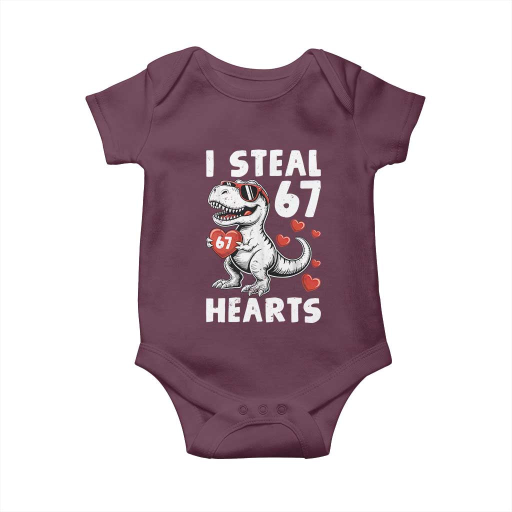 Funny I Steal 67 Hearts Valentines Day Six Seven Meme Baby Onesie TS11 Maroon Print Your Wear