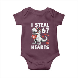 Funny I Steal 67 Hearts Valentines Day Six Seven Meme Baby Onesie TS11 Maroon Print Your Wear