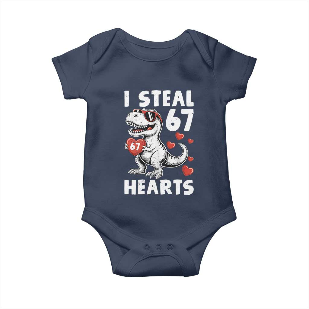 Funny I Steal 67 Hearts Valentines Day Six Seven Meme Baby Onesie TS11 Navy Print Your Wear
