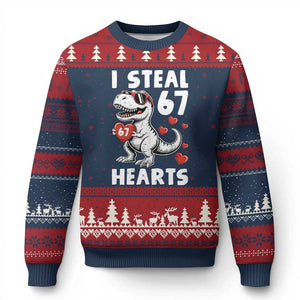 Funny I Steal 67 Hearts Valentines Day Six Seven Meme Ugly Christmas Sweater TS11 Navy Red Print Your Wear