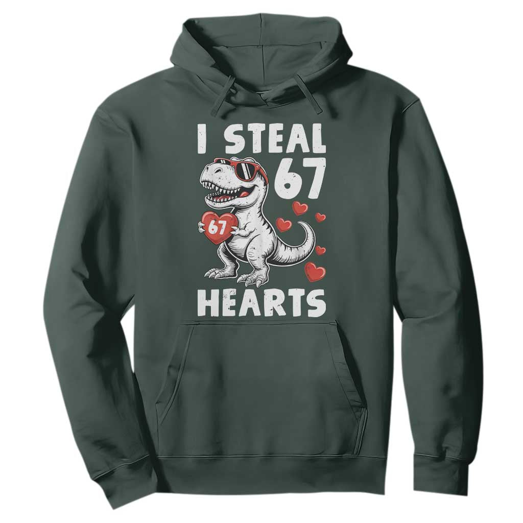 Funny I Steal 67 Hearts Valentines Day Six Seven Meme Hoodie TS11 Dark Forest Green Print Your Wear