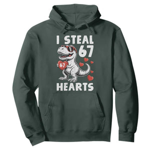 Funny I Steal 67 Hearts Valentines Day Six Seven Meme Hoodie TS11 Dark Forest Green Print Your Wear