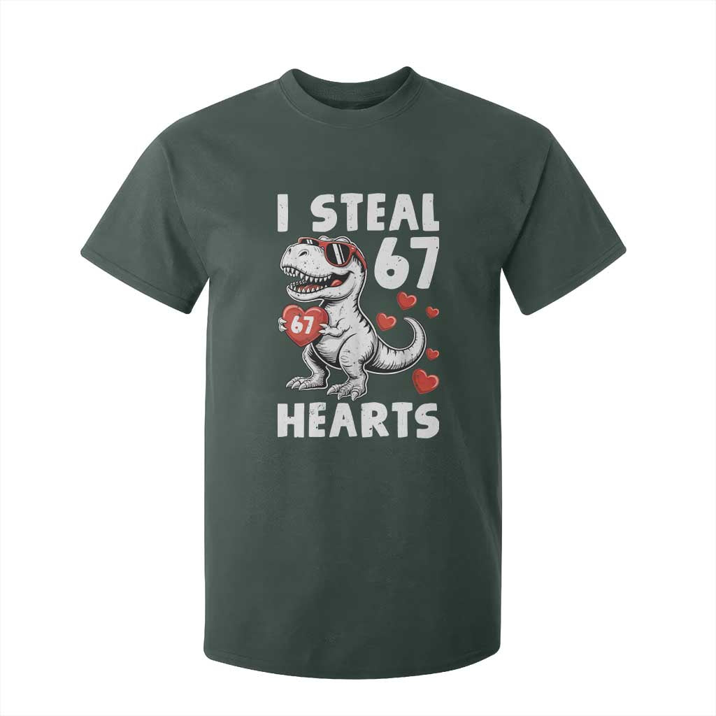 Funny I Steal 67 Hearts Valentines Day Six Seven Meme T Shirt For Kid TS11 Dark Forest Green Print Your Wear