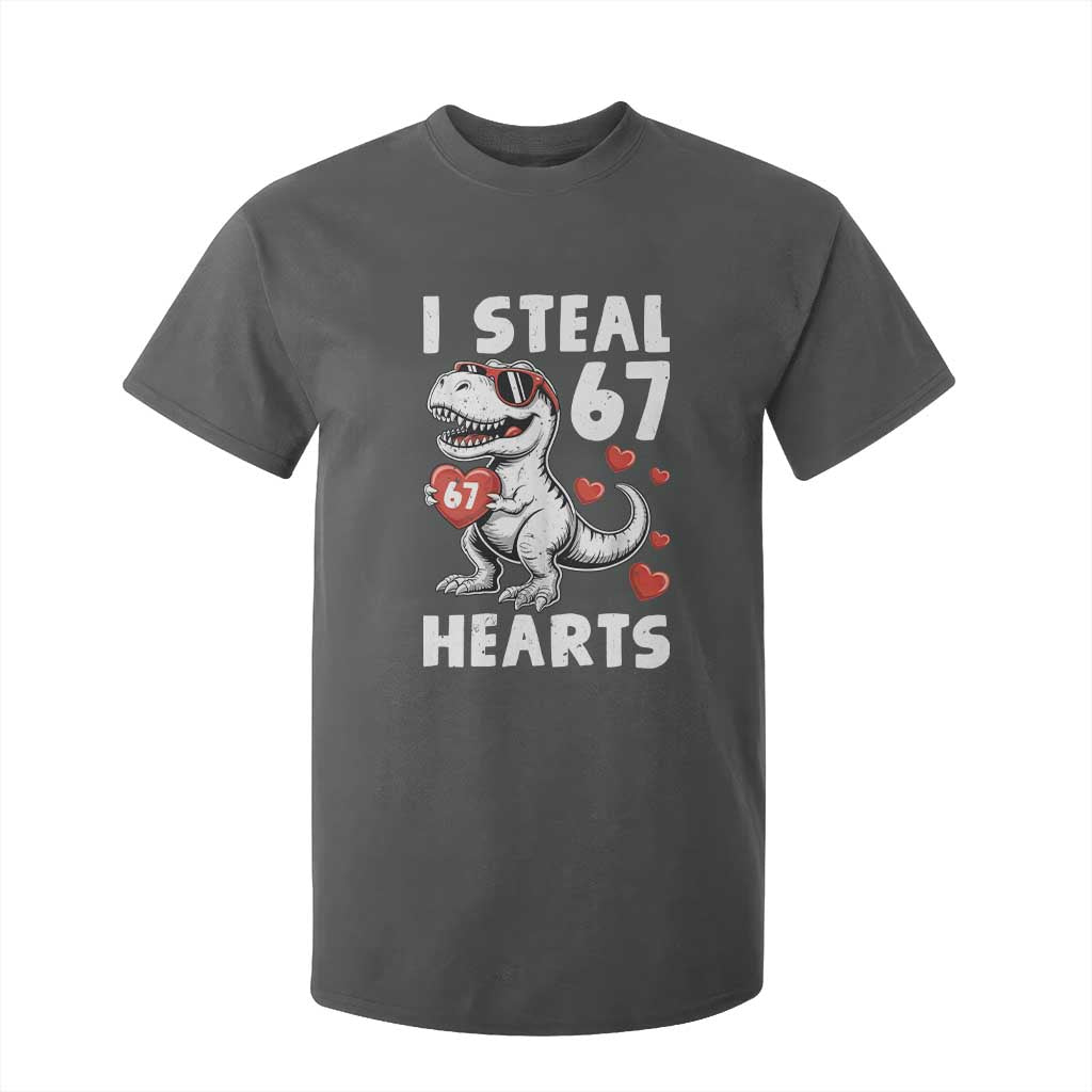 Funny I Steal 67 Hearts Valentines Day Six Seven Meme T Shirt For Kid TS11 Dark Heather Print Your Wear