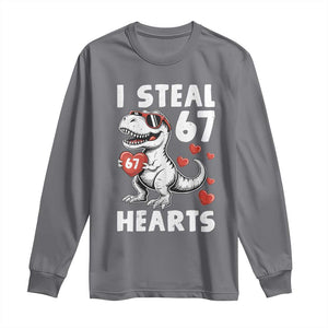 Funny I Steal 67 Hearts Valentines Day Six Seven Meme Long Sleeve Shirt TS11 Charcoal Print Your Wear