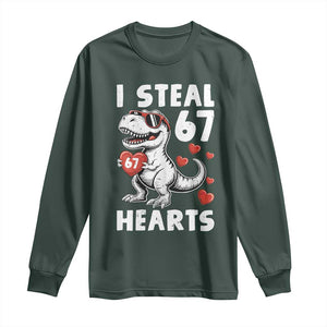 Funny I Steal 67 Hearts Valentines Day Six Seven Meme Long Sleeve Shirt TS11 Dark Forest Green Print Your Wear