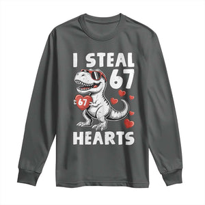 Funny I Steal 67 Hearts Valentines Day Six Seven Meme Long Sleeve Shirt TS11 Dark Heather Print Your Wear