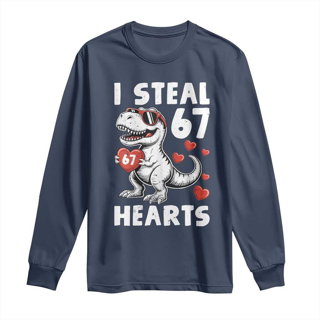 Funny I Steal 67 Hearts Valentines Day Six Seven Meme Long Sleeve Shirt TS11 Navy Print Your Wear