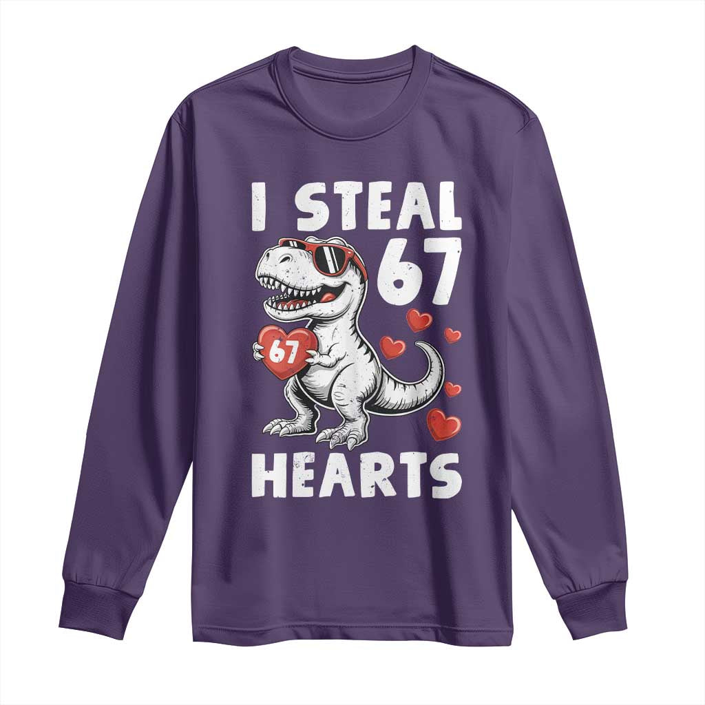 Funny I Steal 67 Hearts Valentines Day Six Seven Meme Long Sleeve Shirt TS11 Purple Print Your Wear