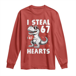 Funny I Steal 67 Hearts Valentines Day Six Seven Meme Long Sleeve Shirt TS11 Red Print Your Wear
